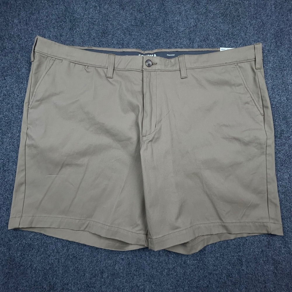 Sonoma Goods For Life Shorts Mens 52 Tan Flexwear Flat Front Khaki Oeko Tex